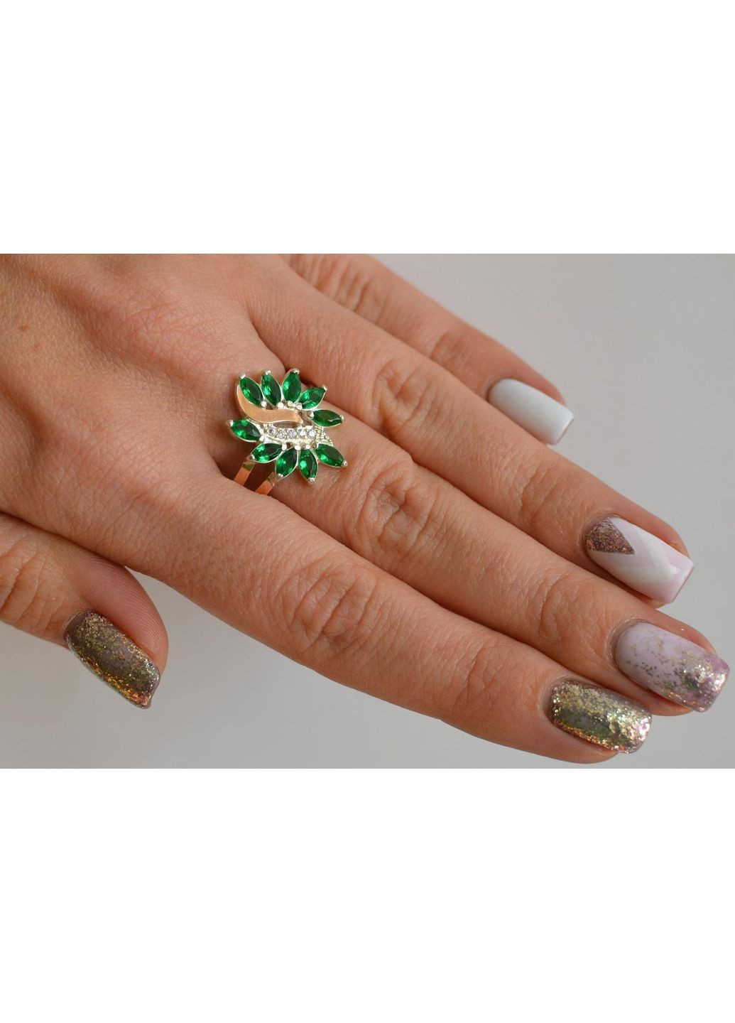 Срібна каблучка з золотими вставками Silver Style (367113072)