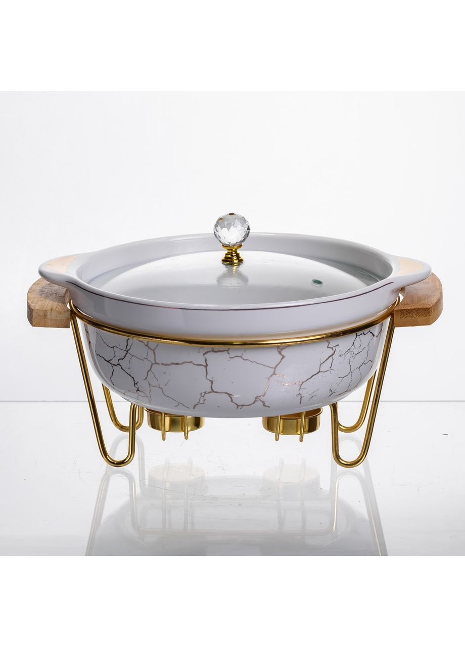 Мармит фарфоровый настольный круглый 1.3 (л) с подогревом Белый мрамор LC-711 Yiwu (369673548)