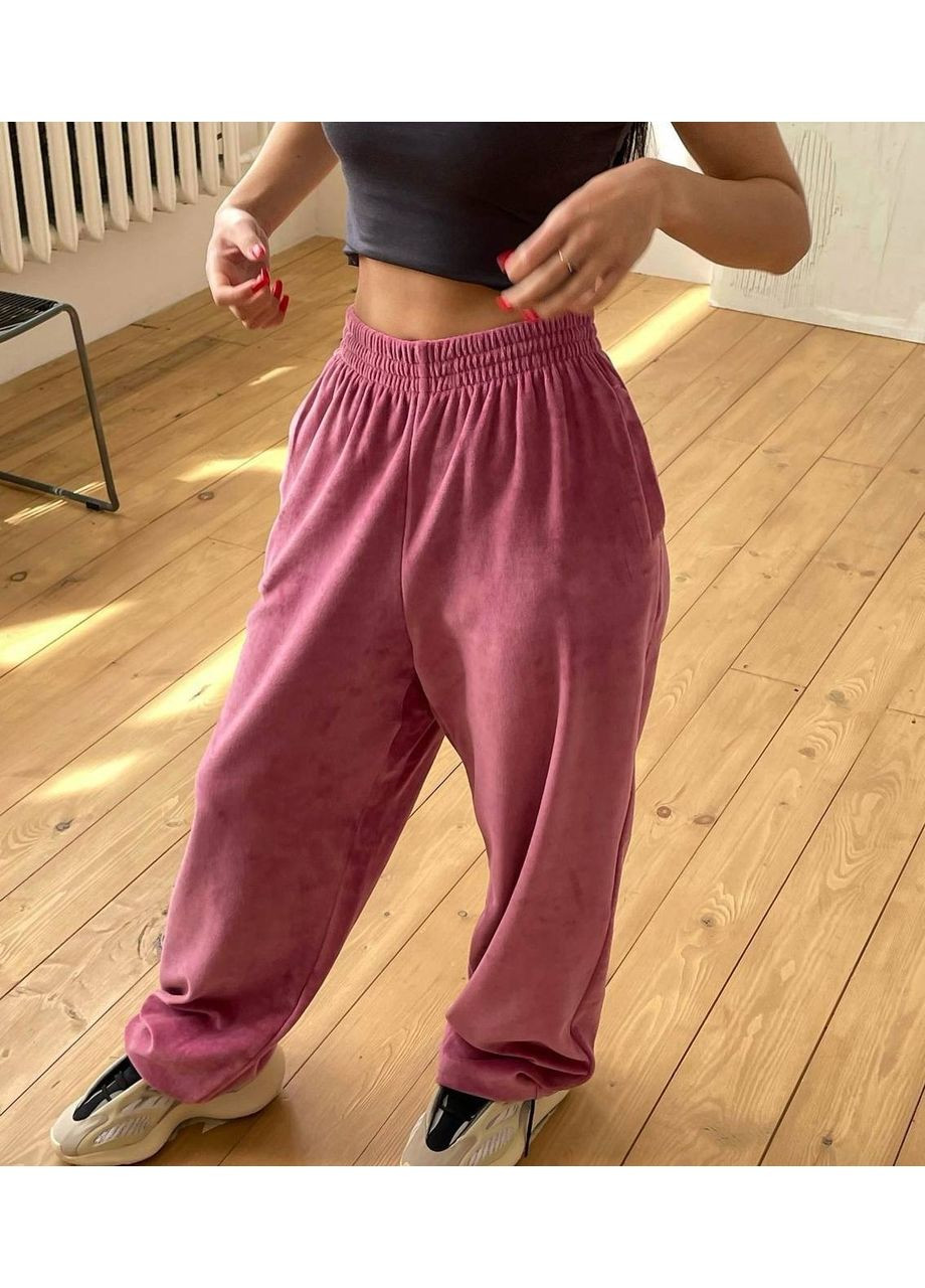 Женские стильные велюровые брюки с регулировкой по низу. Україна (360548469)