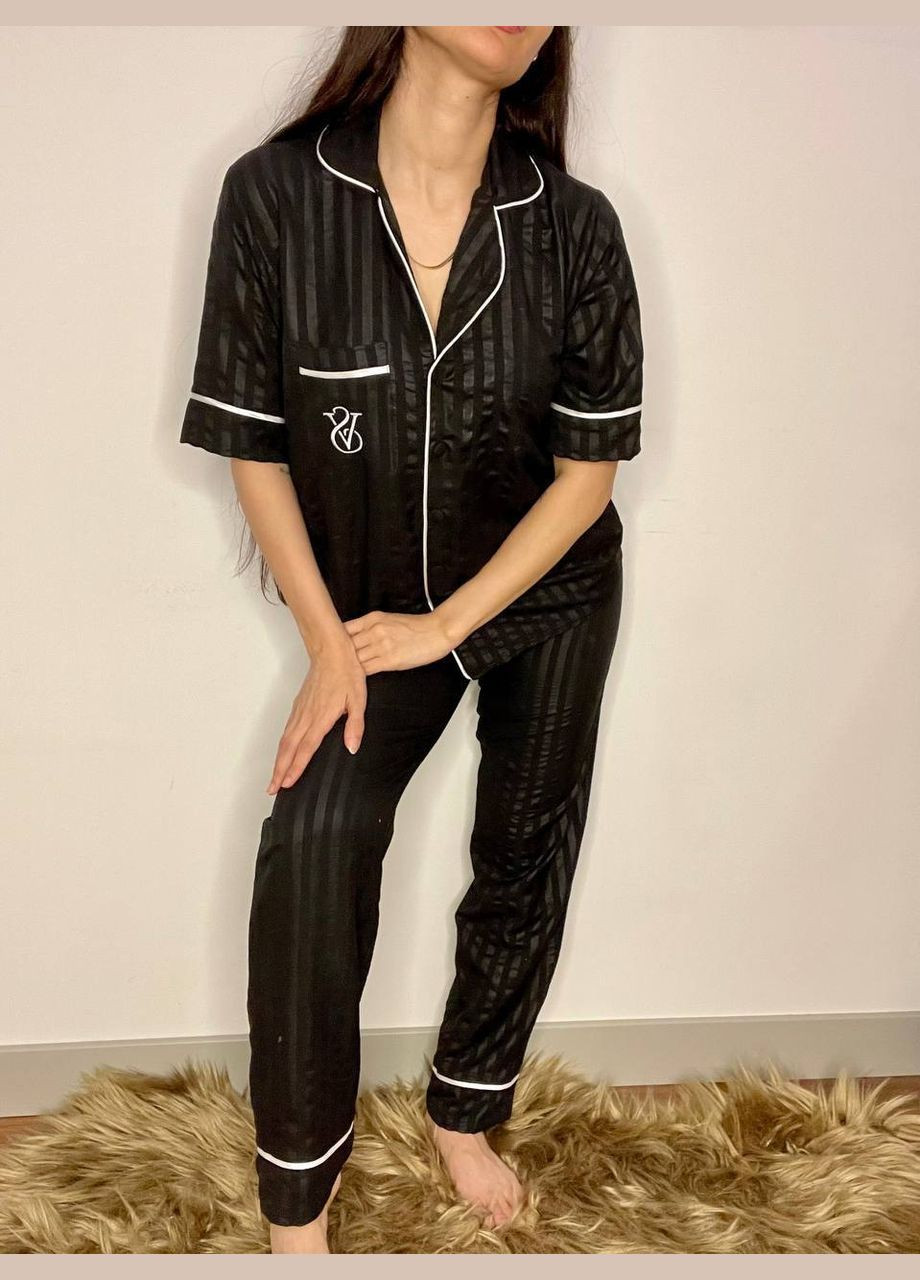 Черная пижама рубашка + брюки Domino