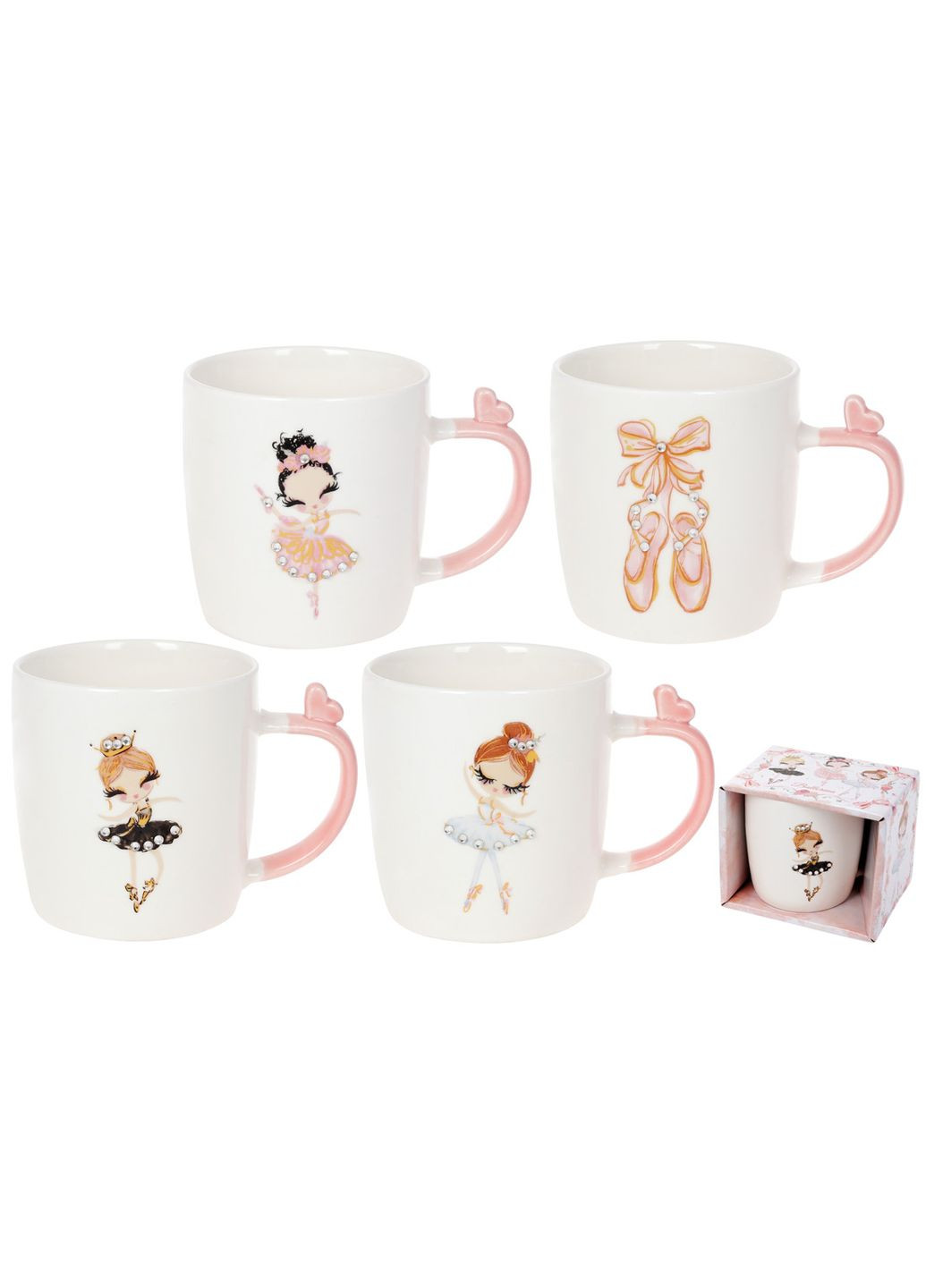 Кружка фарфоровая 350мл со стразами Балеринка ( стоимость за 1 шт) No Brand (328387202)