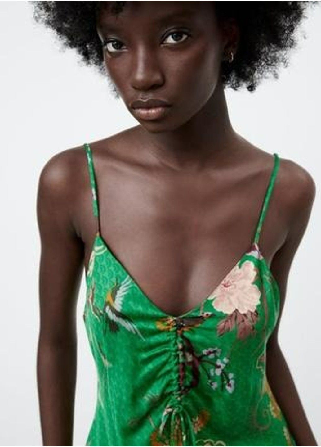 Зелена сукня жіноча satin flowered print green dress Zara