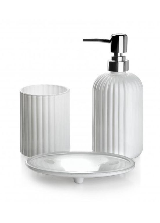 Набір аксесуарів для ванної кімнати 3 пр. білий скло арт. HTWM6198-PROM Mondex (284665775)
