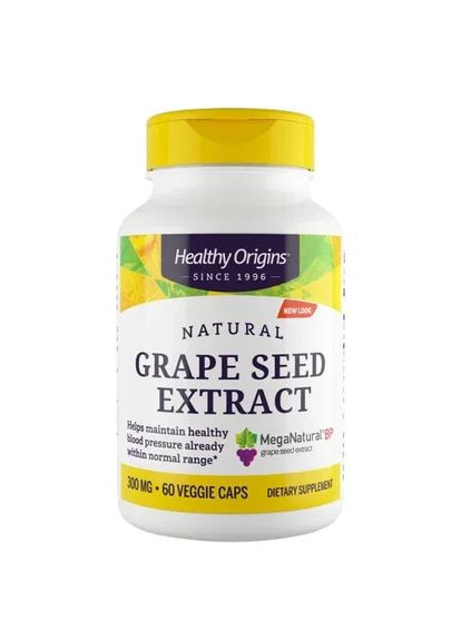 Экстракт виноградных косточек 300 мг Grape Seed Extract, 60 капсул Healthy Origins (361114019)