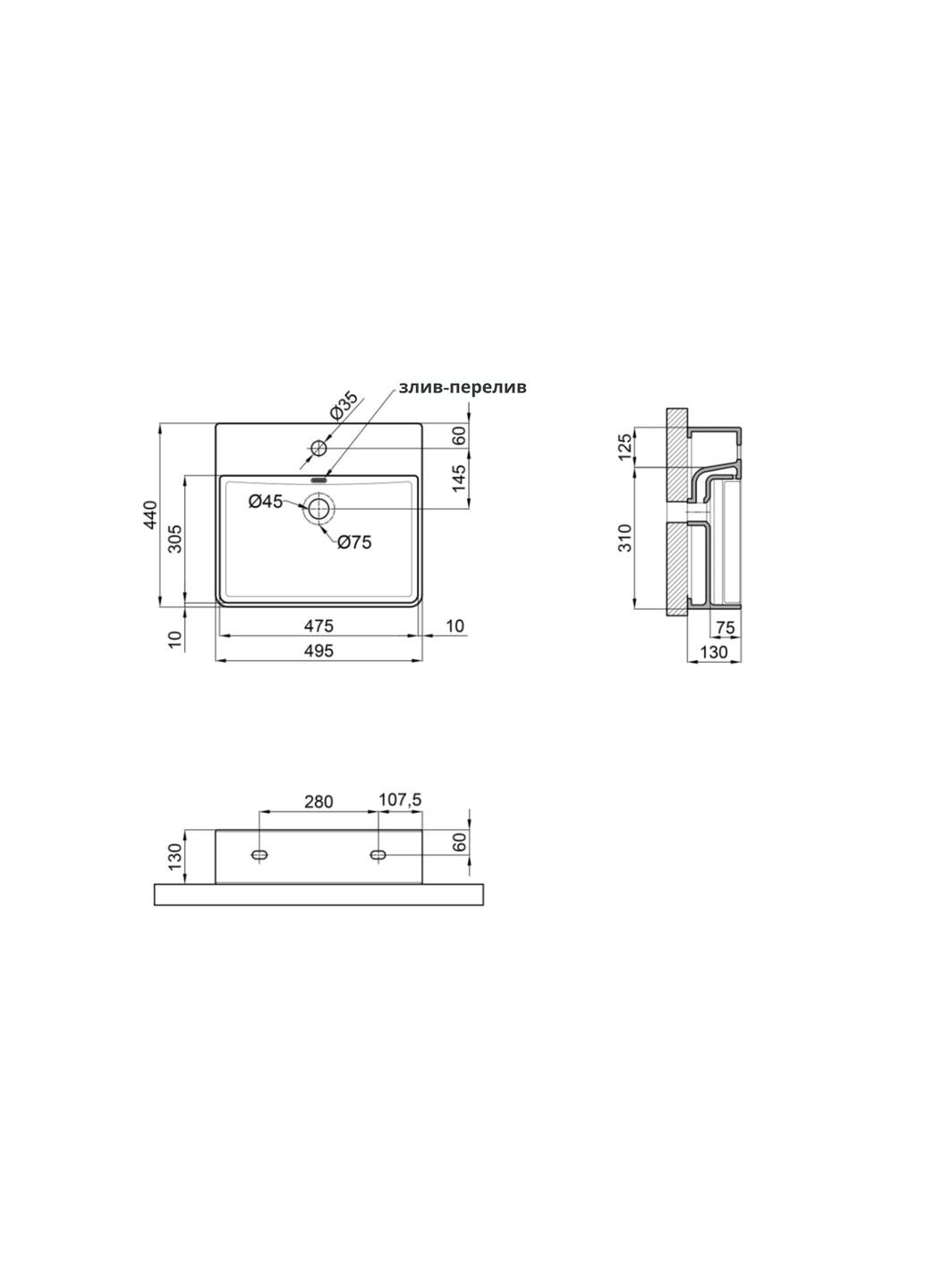 Раковина Nando LT 500х420х130 Matt black Qtap QT12116146AMB (346492523)
