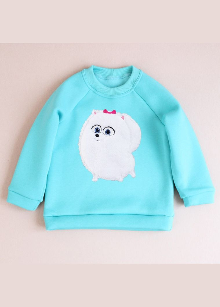 Дитячий світшот з пухнастою аплікацією цуценяти шпіца дівчинці Ladan (301026453)