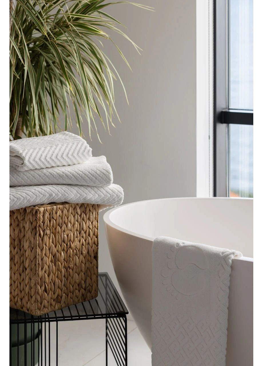 Набір рушників + коврик 50х70 Chic & Foot, 50х90см, 70х140см, 90х150см HYGG смужка молочний