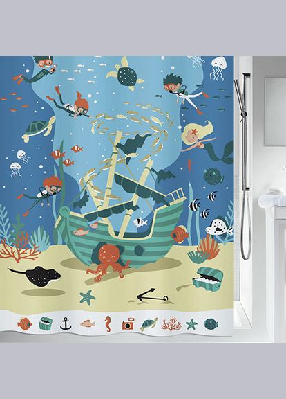 Шторка для ванной и душа Pirates 180x200 см, полиэстер (10.20161) Spirella (334713185)