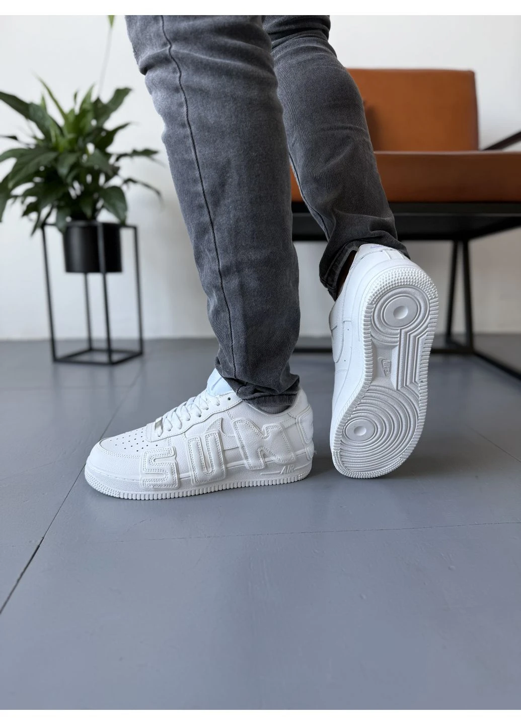 Белые демисезонные кроссовки мужские nike air force 1 low cactus plant flea white найк аир форс 1 белые No Brand