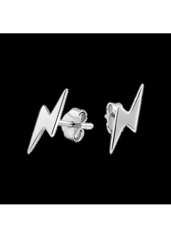 Комплект срібний Блискавки сережки пусети та браслет на ногу з пятьма підвісами No Brand (362176928)