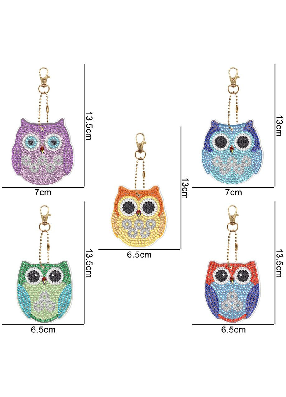 Набір брелків для алмазної мозаїки Сови 5шт ColorArt (300579278)