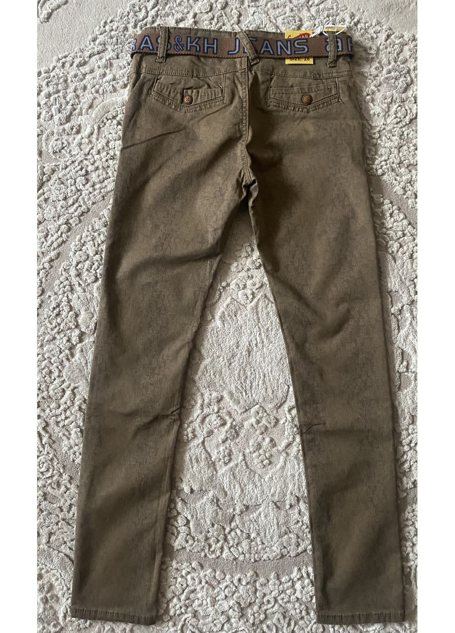 Комбинированные демисезонные котоновые брюки для мальчика 140-164 No Brand