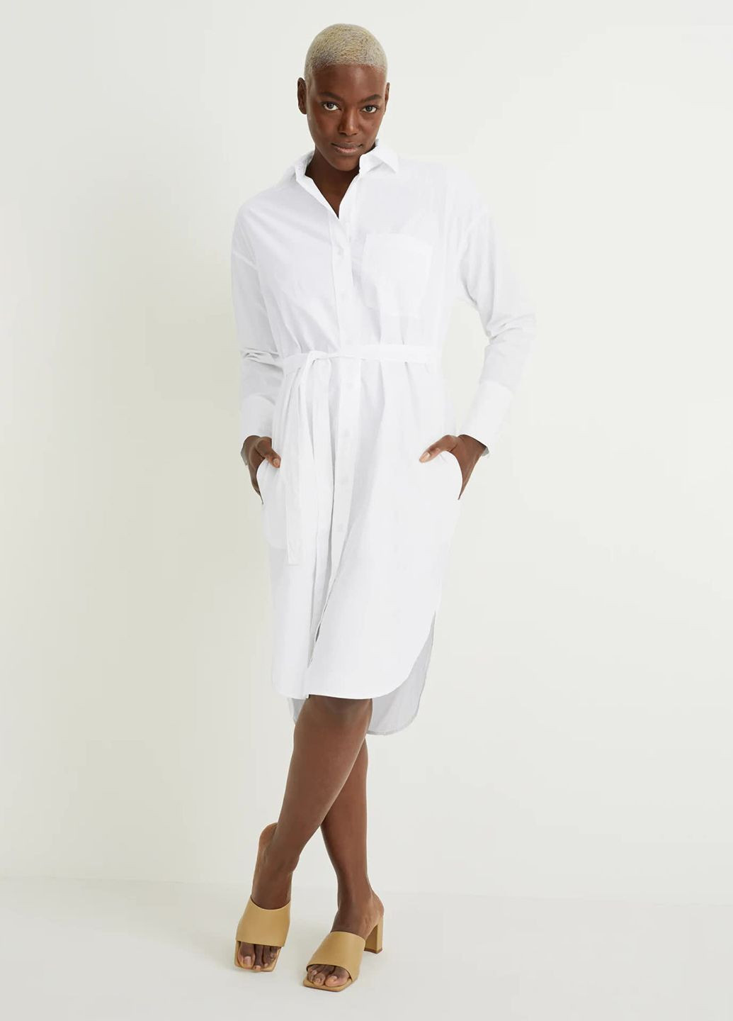Білий кежуал плаття сорочка C&A однотонна