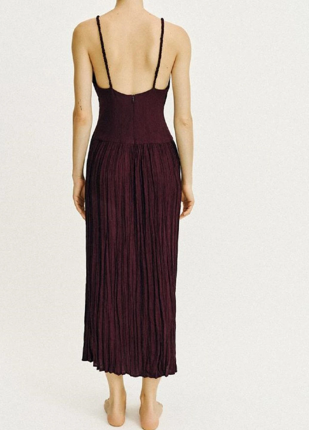 Бордовое платье Zara однотонное