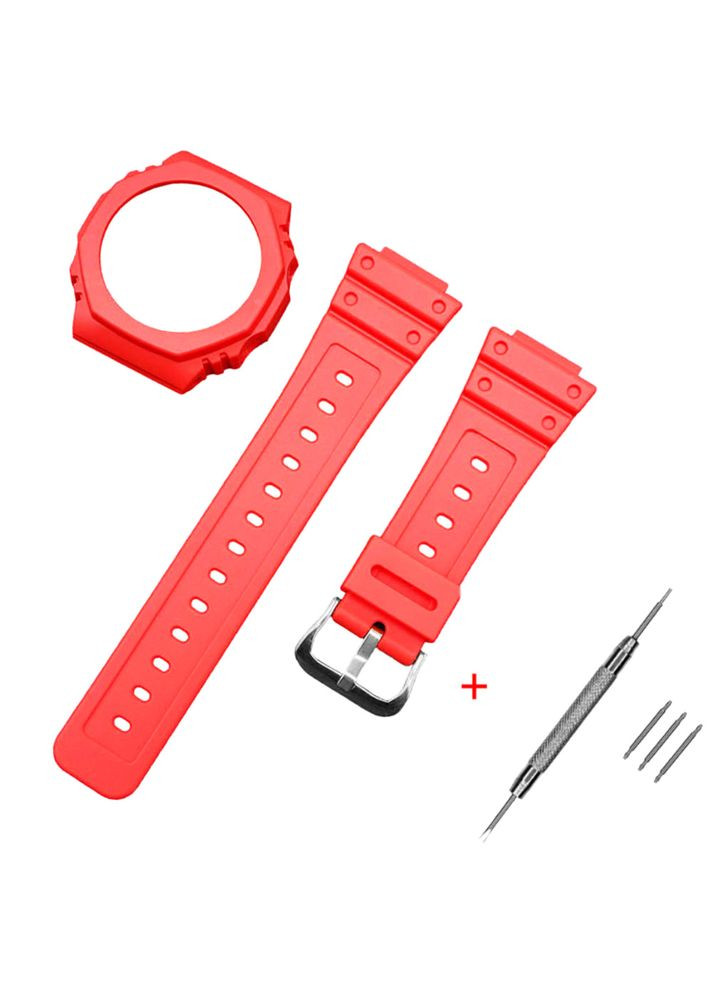 Ремінець та безель для Casio G-Shock червоний каучуковий браслет для чоловіків та жінок унісекс ProDobro (367264596)