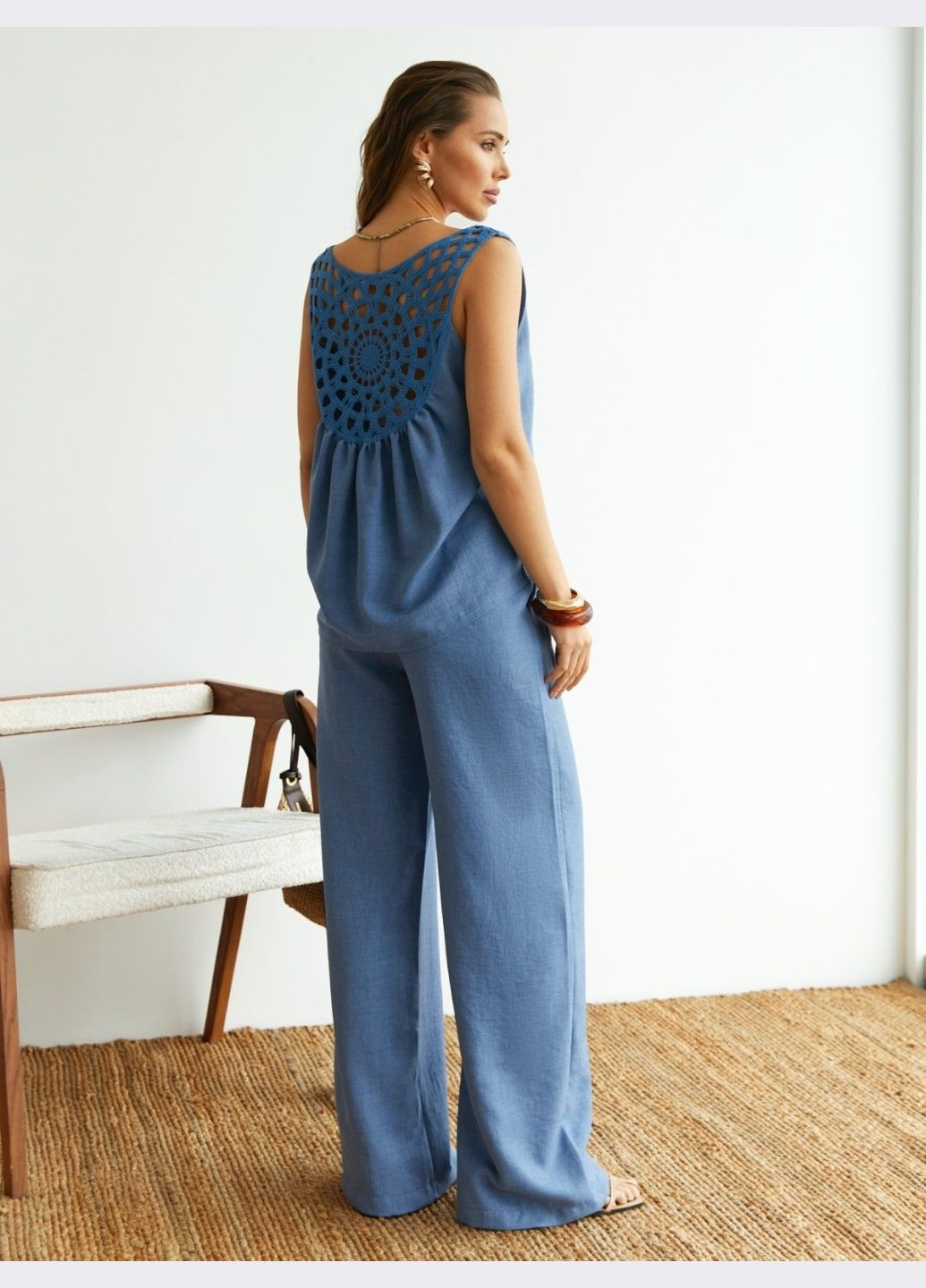 брючний костюм синього кольору з блузкою Dressa (330528414)