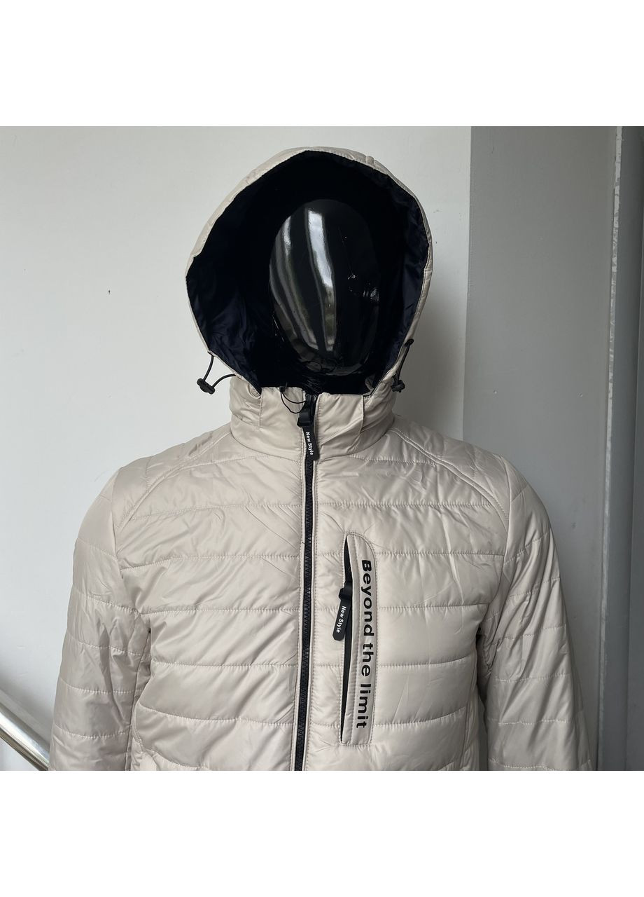 Бежева куртка демісезонна чоловіча стьогана капюшон 48 світла 172