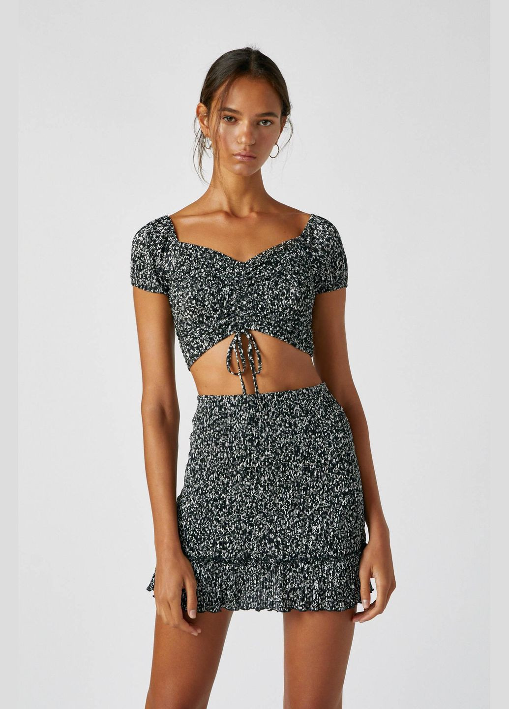 Спідниця демісезон,чорний в візерунки, Pull & Bear (263691105)