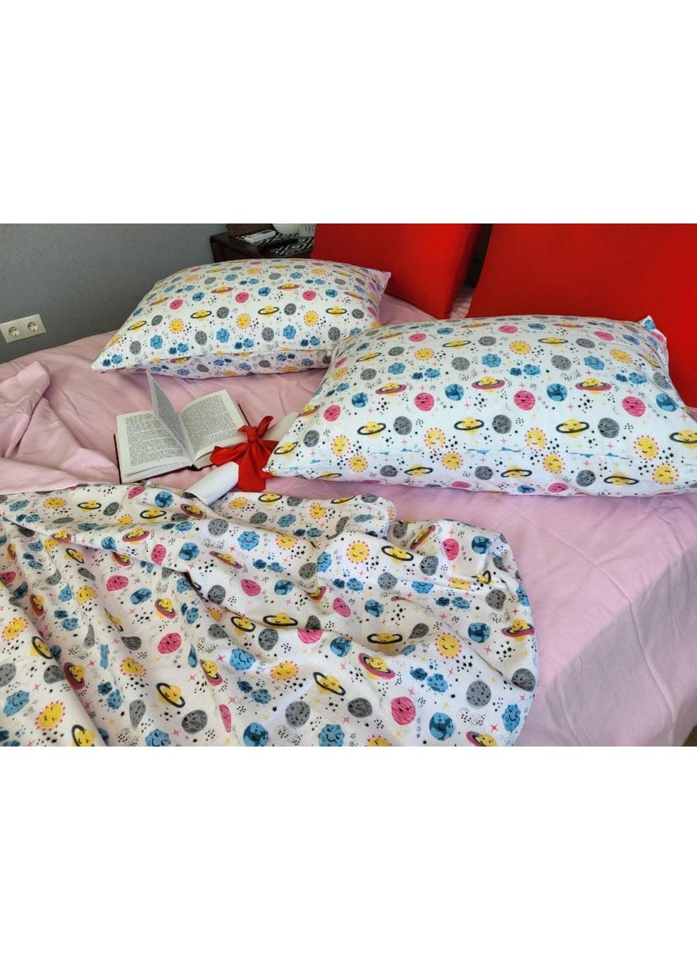 Постельное белье с резинкой SPACE, фланель(байка) Евро размер, наволочки 70/70 No Brand (364219543)