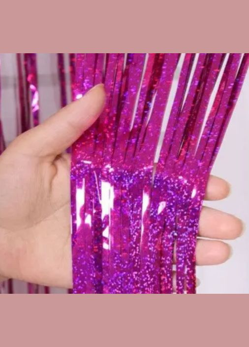 Фольгированные шторы для фотозоны с голограмой 2м на 1м малиновый Jannet Дощик (316430774)