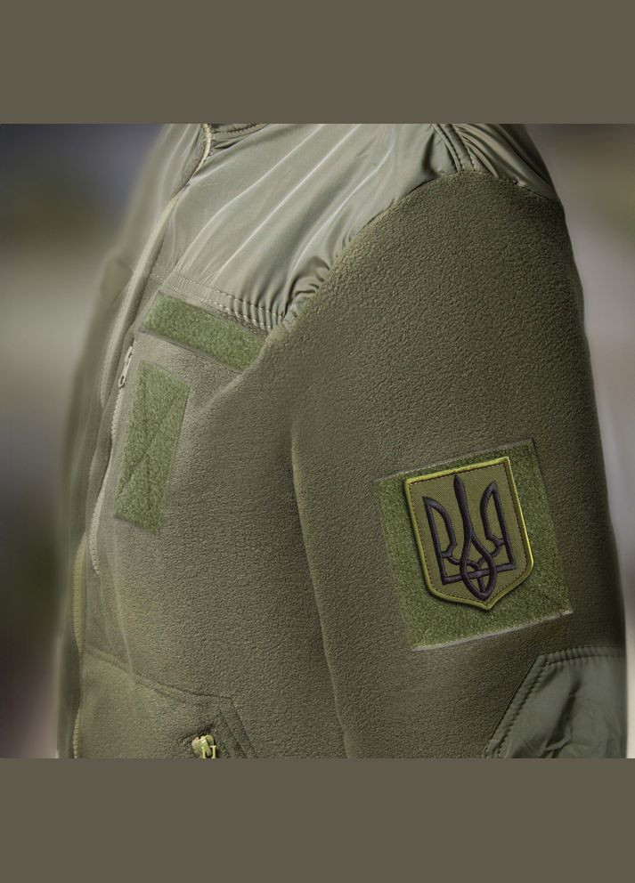 Набір шевронів 2 шт з липучкою Герб Тризуб України 6х8 см хакі вишитий патч нашивка IDEIA (275869905)