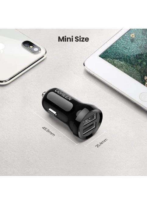 Зарядний пристрій Ugreen ED018 24W 2xUSB Car Charger (Black) (268140305)
