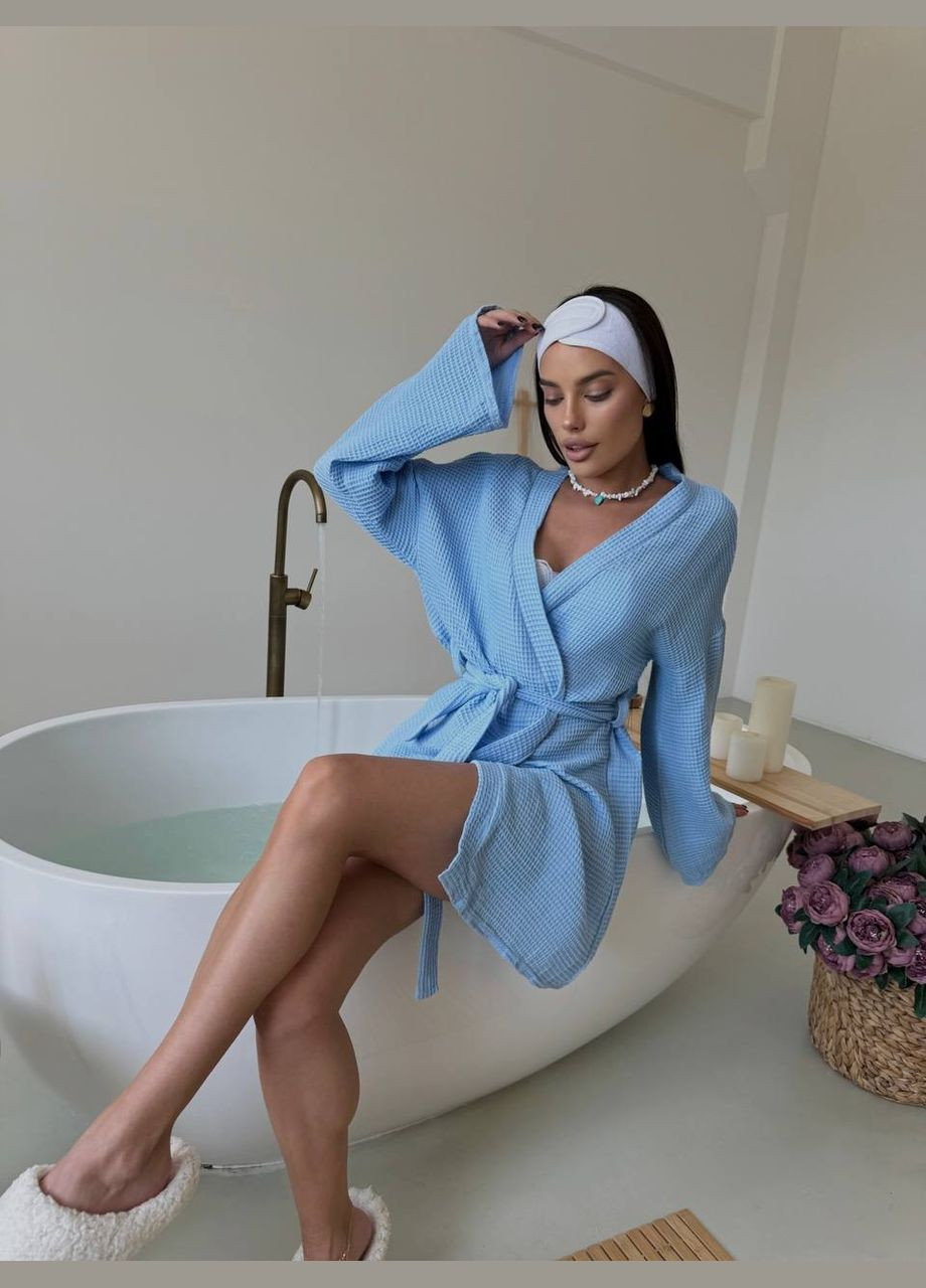 Легкий домашній халат-кімоно з м'якої бавовни вафля No Brand С824/825-1657/2 (341677047)