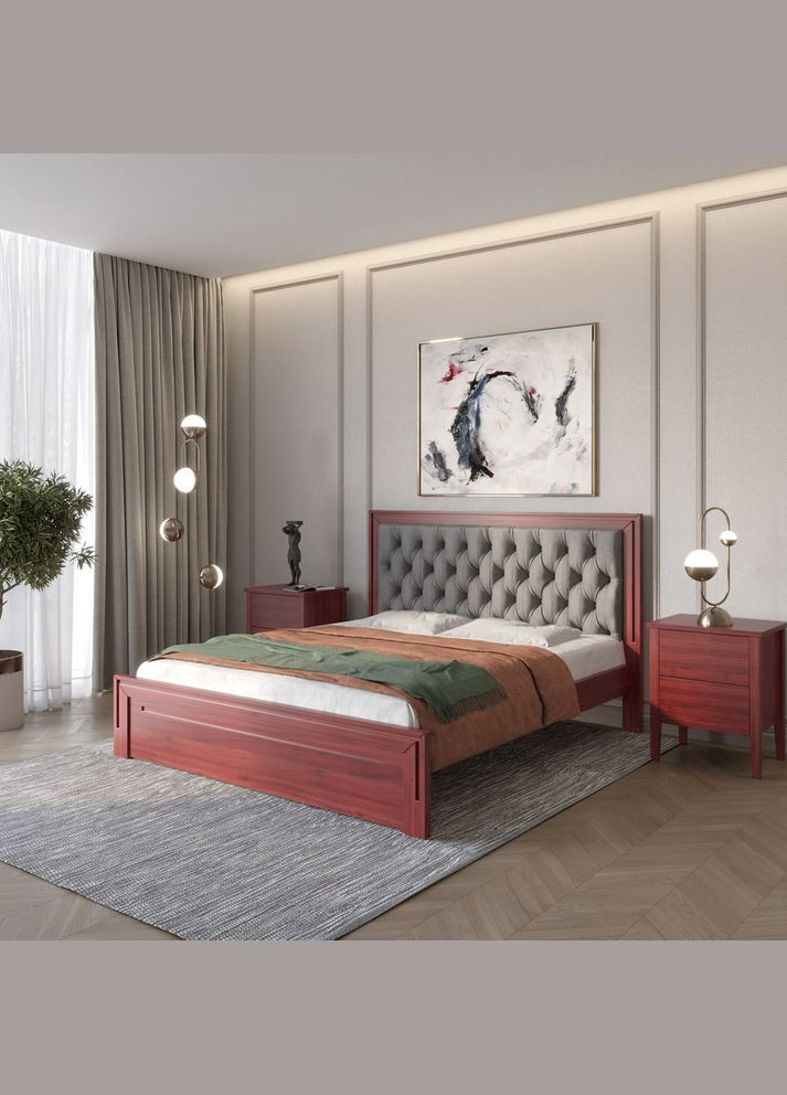 Двоспальне дерев'яне ліжко Торонто Т3 /Аляска 93 (сірий) 140х190 см (MBG-7898) Mebigrand (368282856)