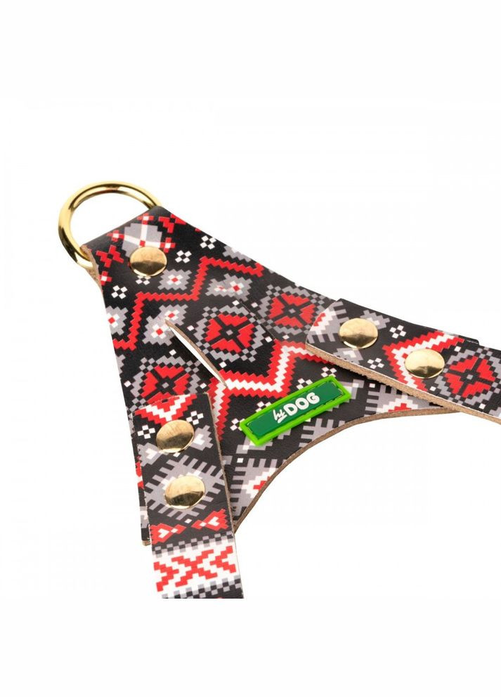 Шлей шкіряний "Вишиванка" XL охоплення грудної клітки 71-90 см ширина 30 мм (2100103588011) Hi Dog (320760805)