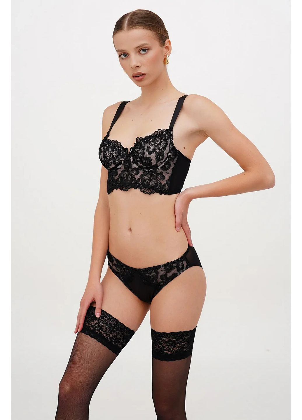 Мереживні трусики сліпи Lono КС006БН black (280935032)