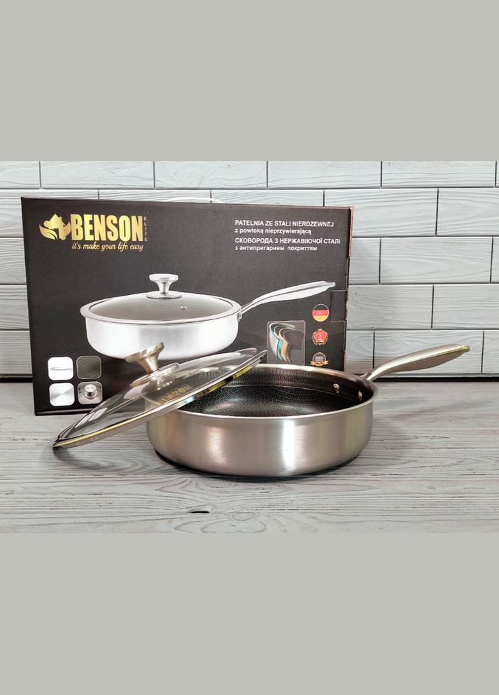 Сковорода глубока з кришкою BN-585 22 см Benson (369562056)