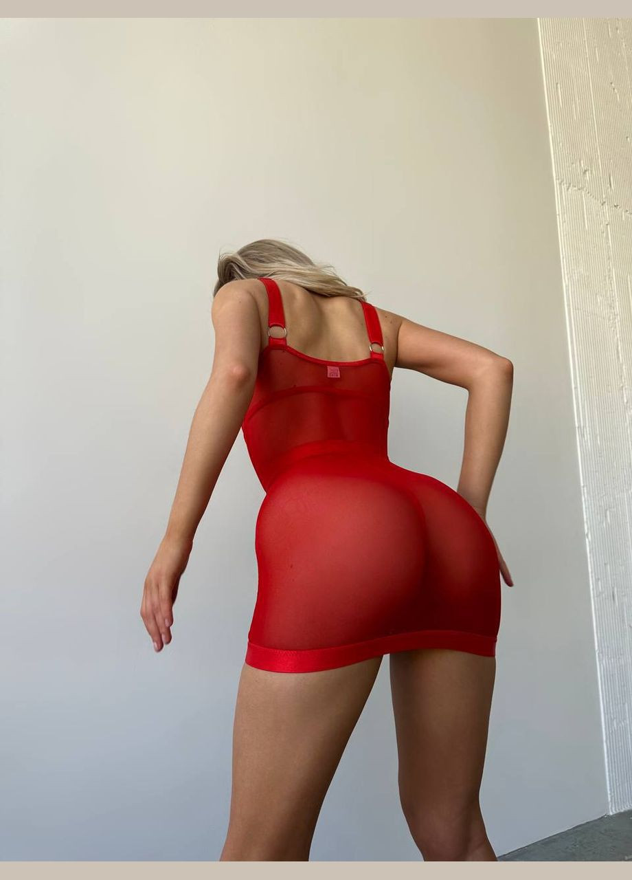 Красный демисезонный женский соблазнительный комплект платье и трусики No Brand