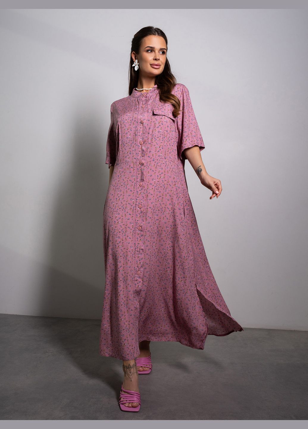 Темно-розовое повседневный платья ISSA PLUS с цветочным принтом