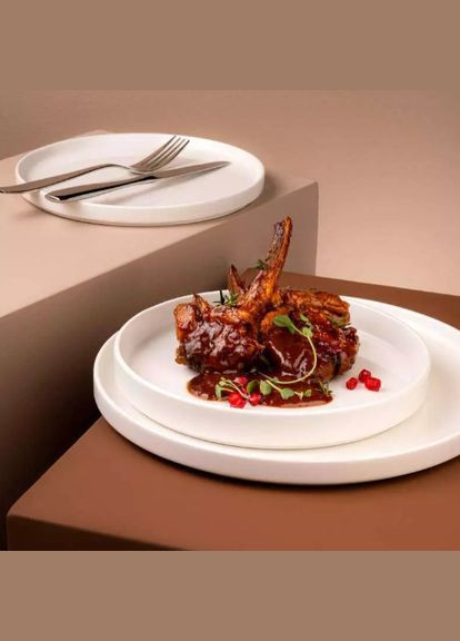 Тарелка мелкая (низкий борт) фарфоровая Selas 25 см ivory ASEARN000B11025 Красивая фарфоровая тарелка Ariane (308038157)