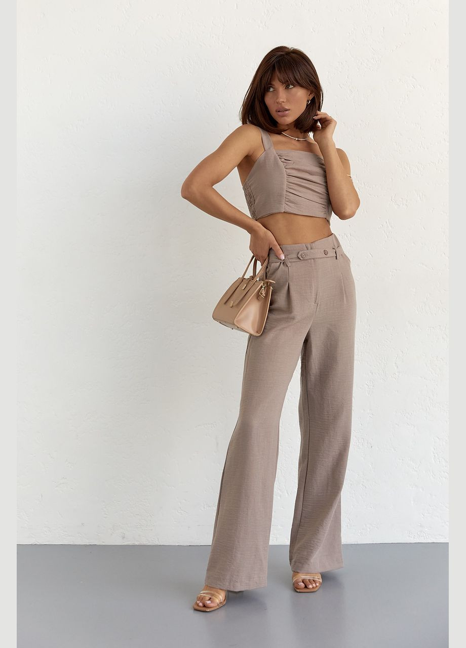 Жіночий бавовняний костюм із брюками та топом Liton (296658607)