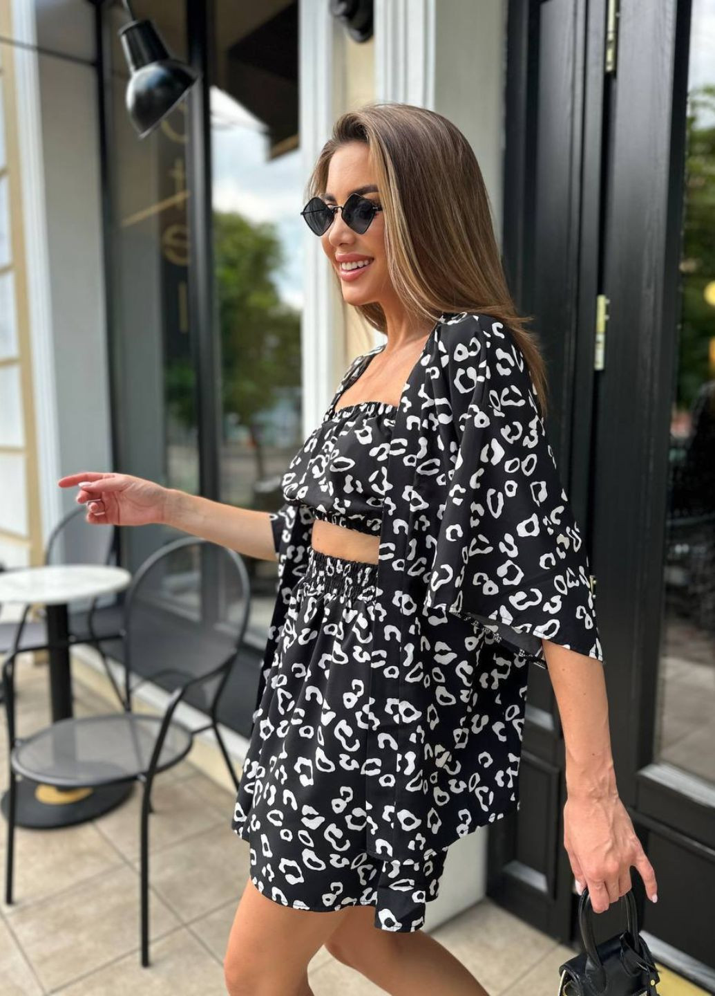 Костюм-трійка: шорти, топ, кофта-кімоно Україна (328214168)