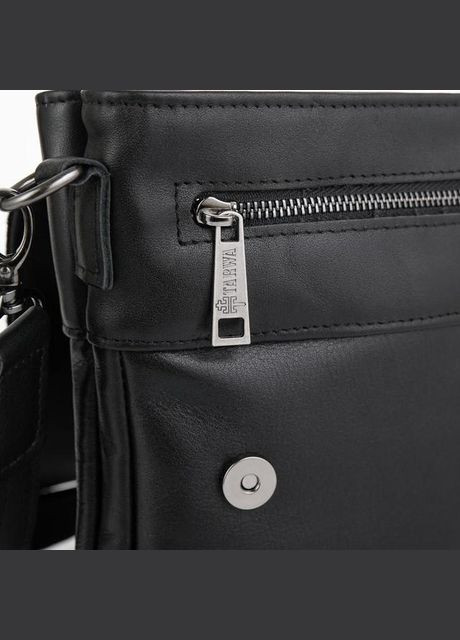 Сумка месенджер через плече чоловіча з натуральної шкіри маленька для документів формату А5 або планшета Чорний 35754 TARWA (337466414)