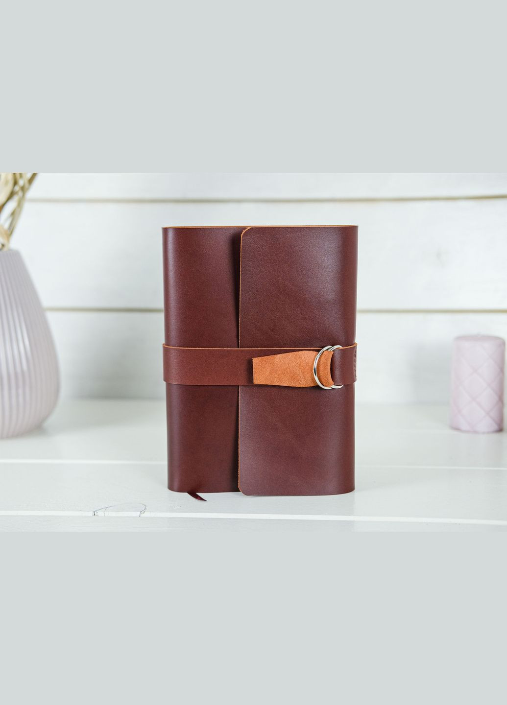 Шкіряна обкладинка для блокноту А5 Дизайн №6, натуральна шкіра італійський Краст, колір Коньяк Berty (299397060)