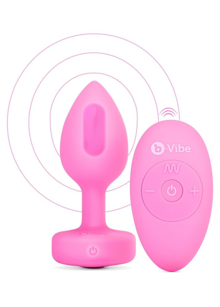 Анальная пробка с вибрацией и пультом управления Vibrating Heart Plug S/M розовая CherryLove B-Vibe (293819445)