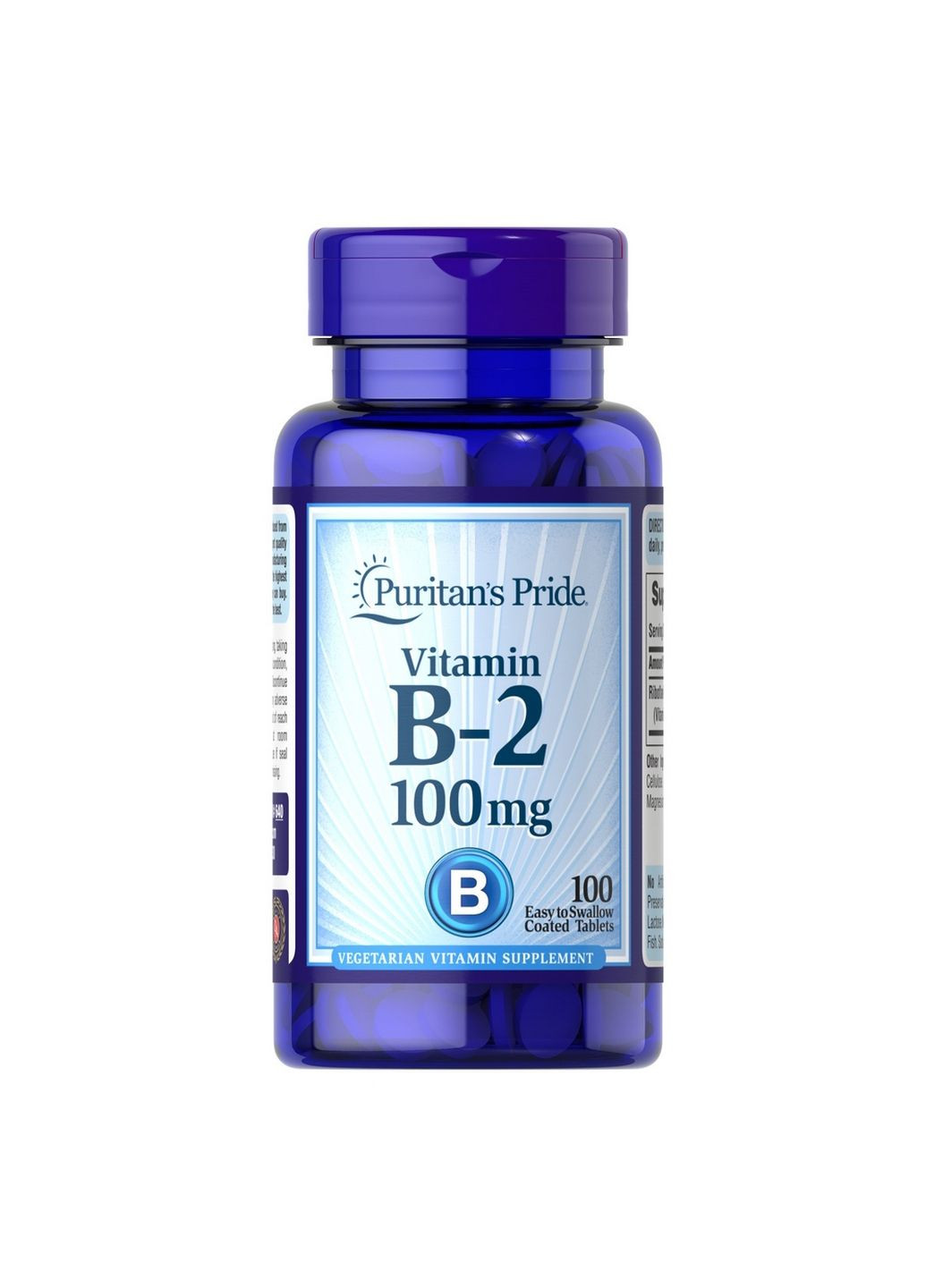 Витамины и минералы Vitamin B-2 (Riboflavin) 100 mg, 100 таблеток Puritans Pride (293340216)