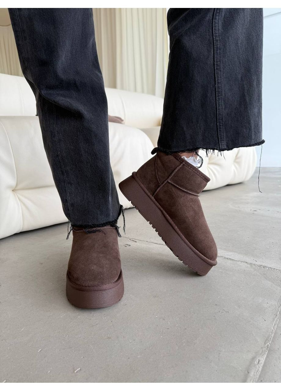 Уги з натуральної замші та хутром без надписів No Brand (362914331)