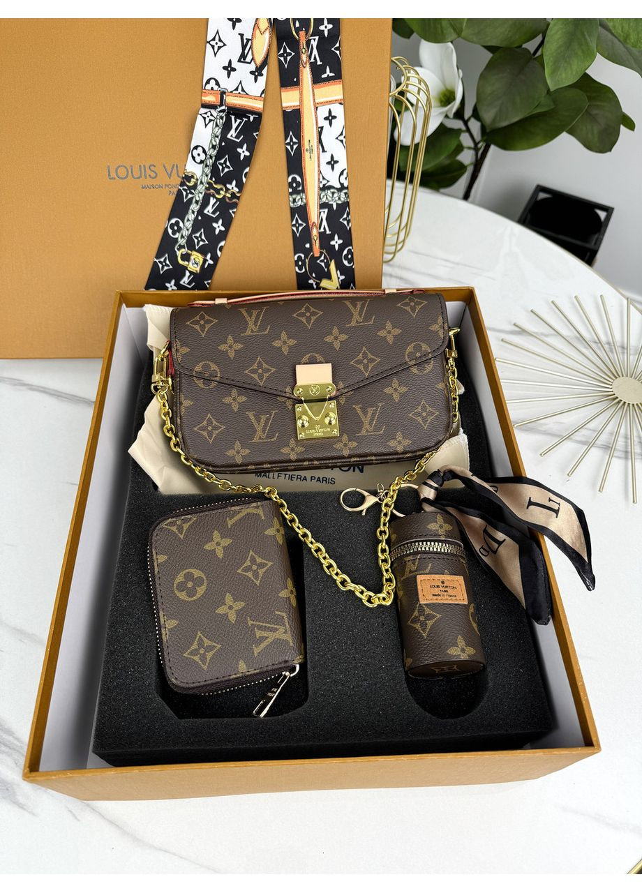 Жіноча сумка коричневий Metis. Подарунковий набір жіночий 4 предмети No Brand (369935786)