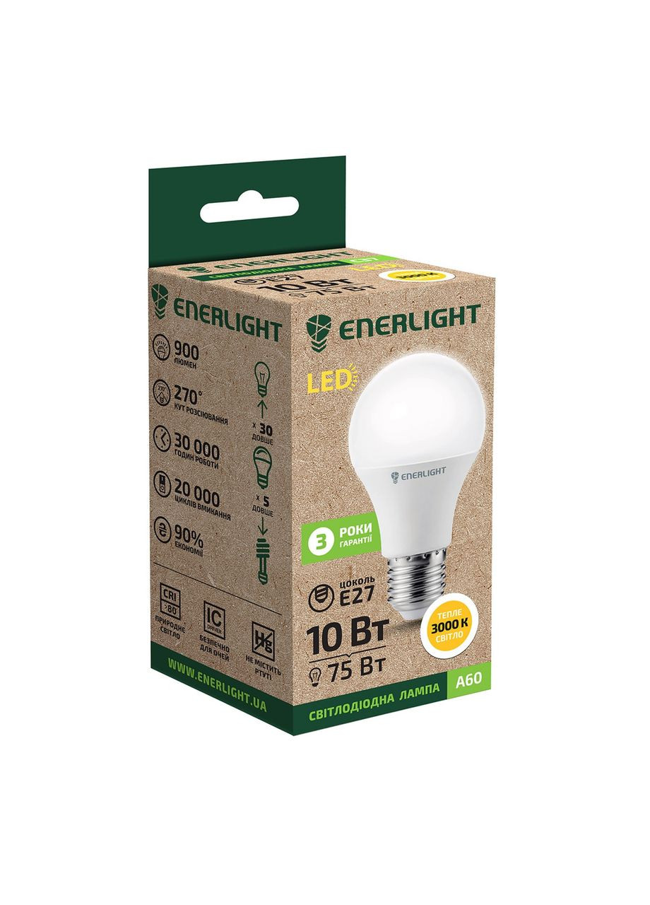 Лампа світлодіодна A60 10 Вт 3000 K E27 Enerlight (370778575)
