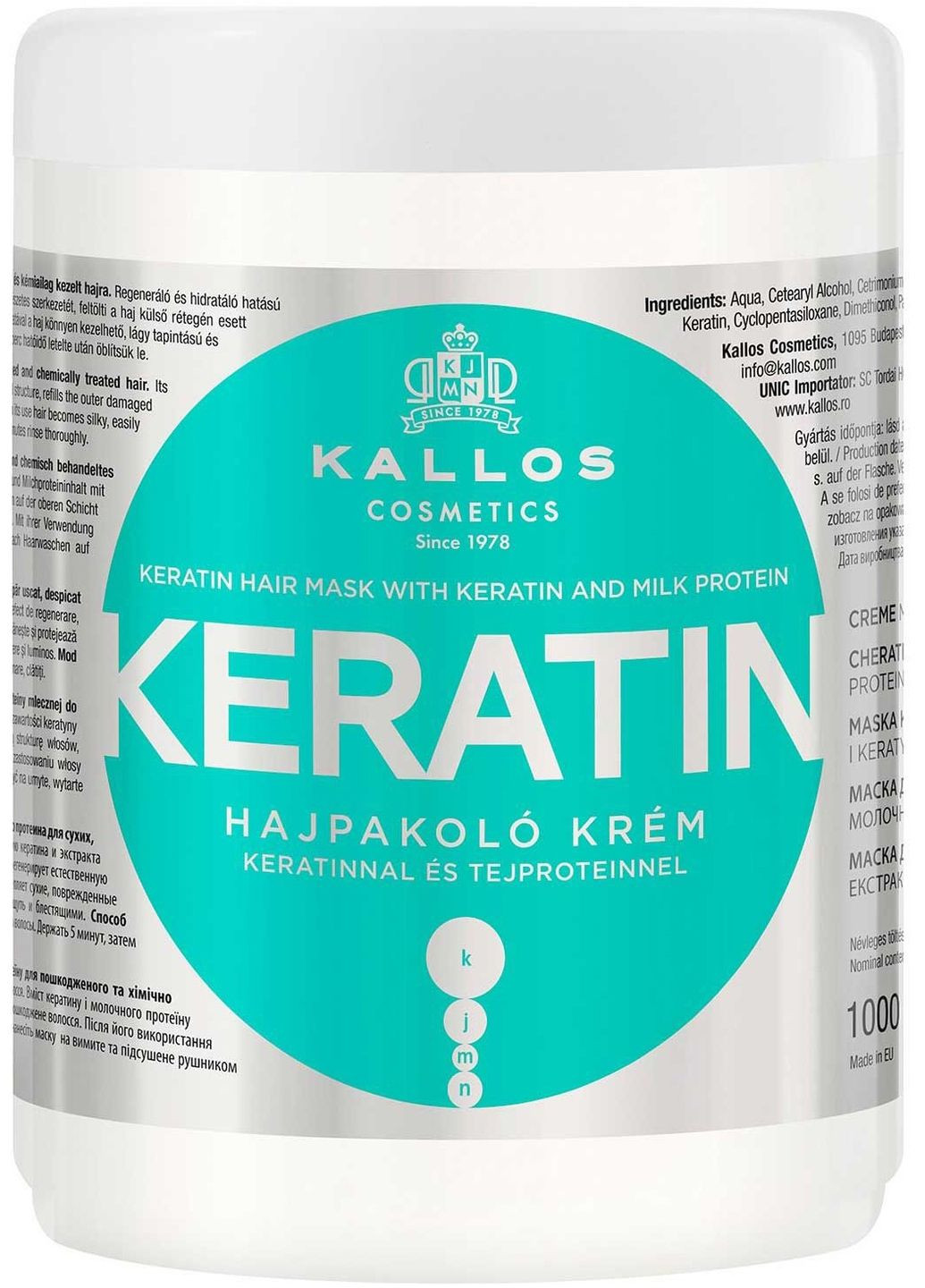 Маска для волосся з кератином Keratin Hair Mask 1000ml (2-544579) Kallos Cosmetics (369790372)