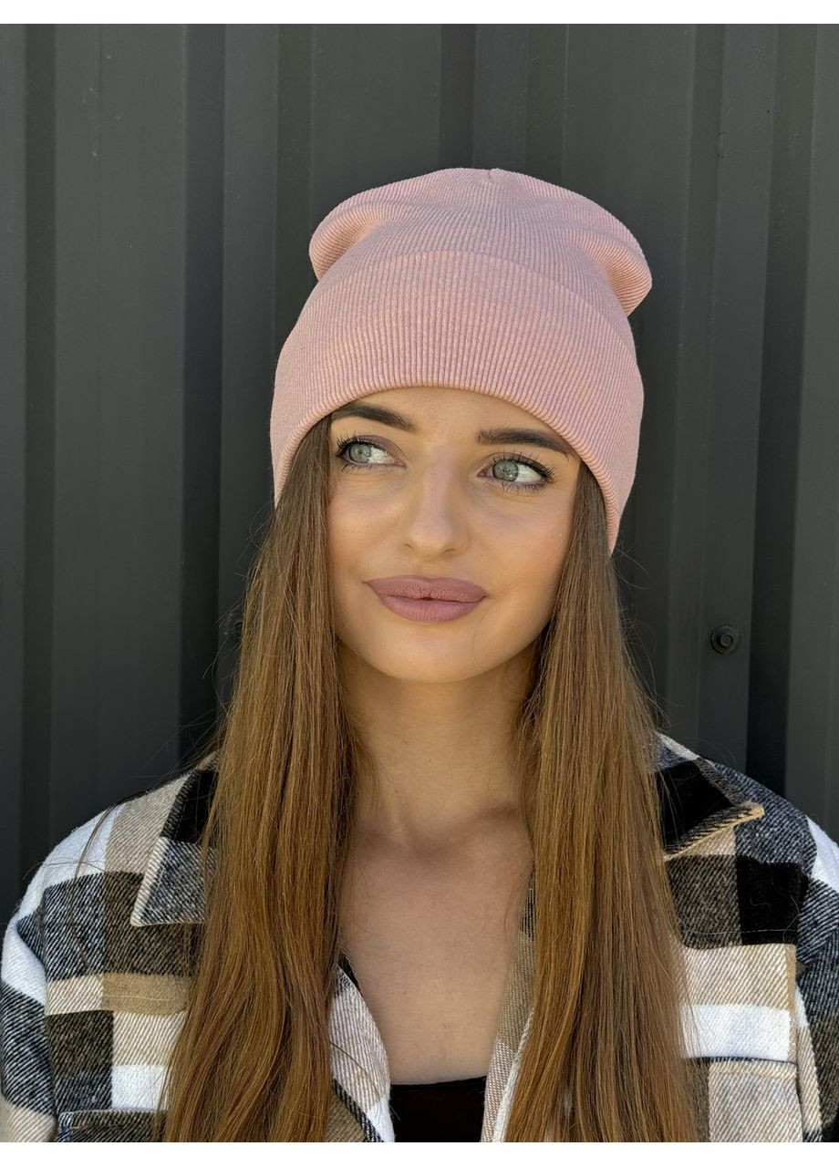 Женская демисезонная котоновая базовая шапка лопата STD (367581621)