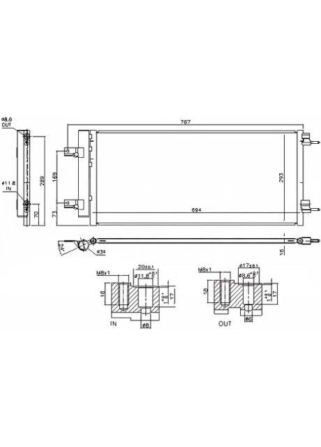 Конденсер кондиционера OPEL ASTRA K(15-) 1.0 T SIDI|OPEL ASTRA K(15-) 1.4 T SIDI|OPEL ASTRA K(15-) 1 940734 Nissens (368532342)