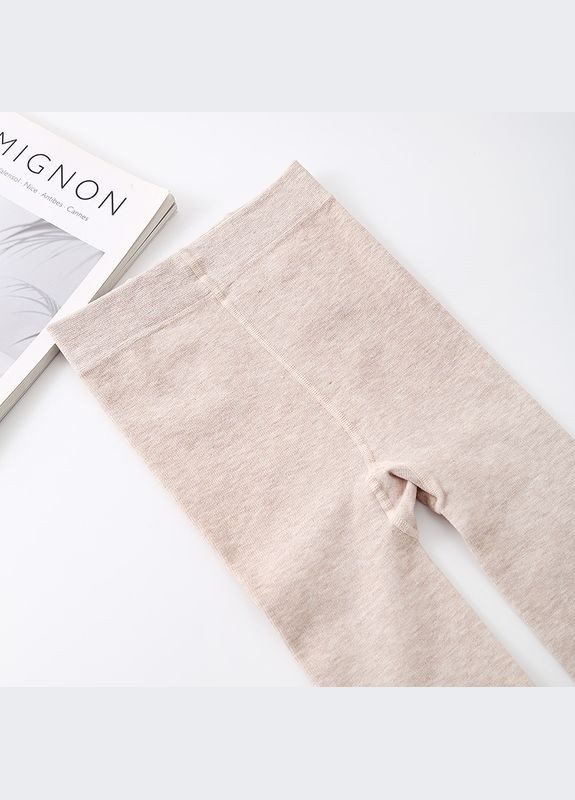 Колготки бавовняні на флісі в рубчик 1200D бежеві No Brand (314862683)