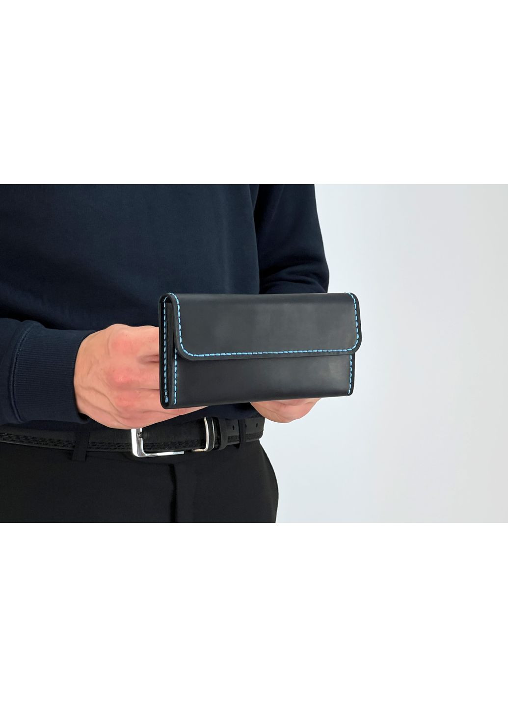 Кожаный черный чехол для телефона 168 х 80 х 12 мм на ремень Handmade (367280912)