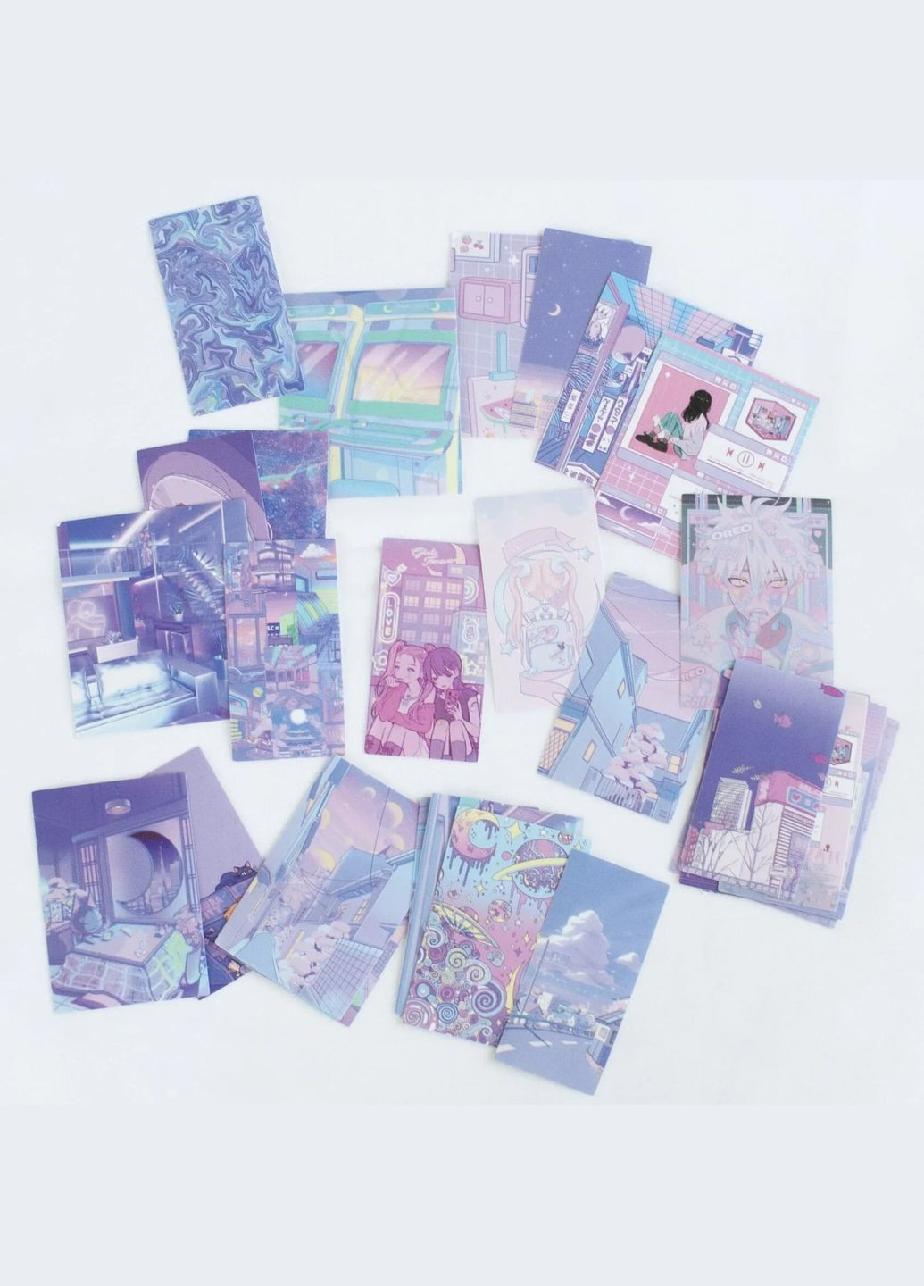 Набір стікерів 20 рандом фентезі наліпок Фіолетова Естетика стікерпак аніме кавай футуризм милі на телефон комп'ютер кіберпанк No Brand (315048679)