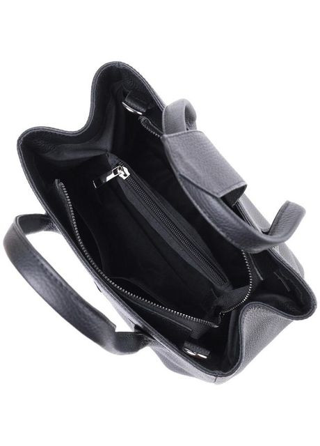 Сумка шоппер жіноча з натуральної шкіри на плече середня Чорний 39053 Shvigel (353302638)